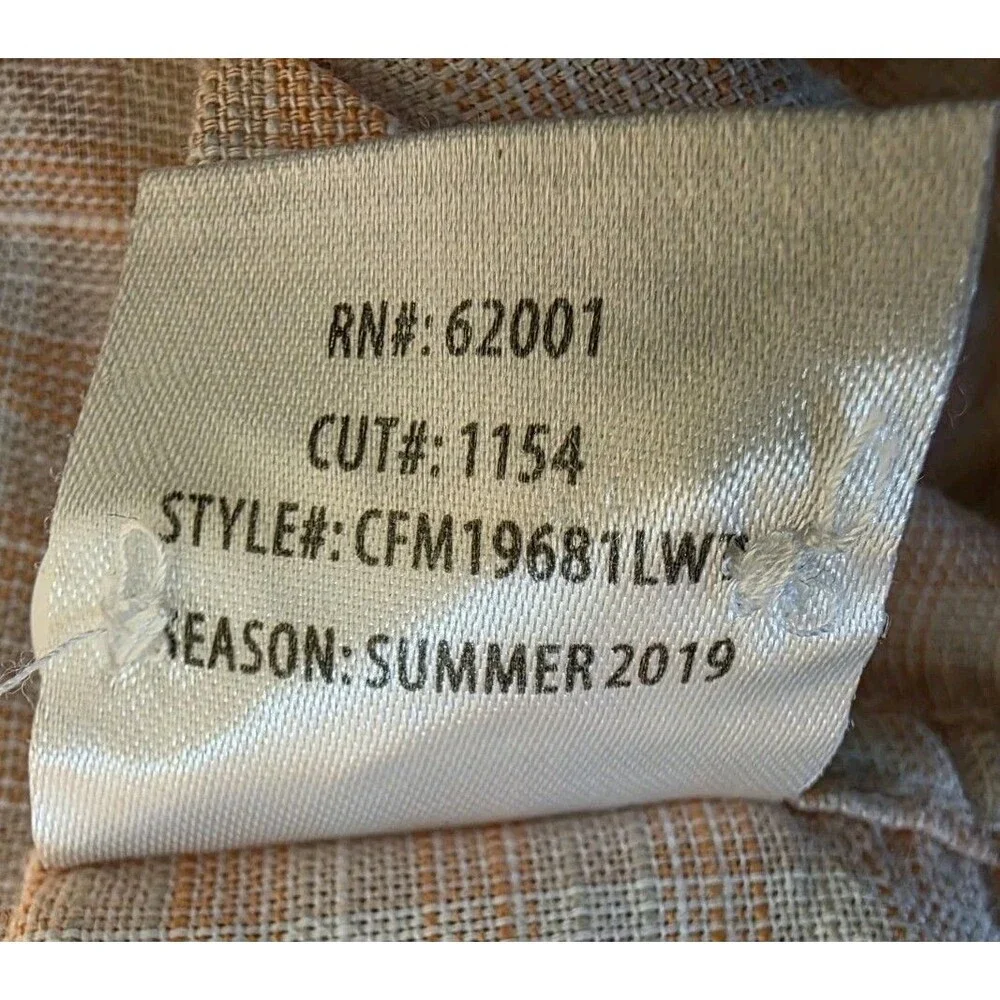 California Shirt Co 1978 Flannel Plaid Button Front Shirt Mens Large Beige Check